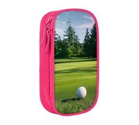 BNVSADC Golf Course Lawn Printed Pencil Case for Girls Boys, Large Capacity Pencil Pouch Cute Pencil Box Adult Makeup Bag with 2 Compartments, Pink