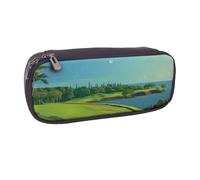 BNVSADC Golf Course Outdoor Printed Leather Pencil Pen Case & Makeup Bag - Stylish Pencil Bag Stationery Organizer Pouch for School Office Travel