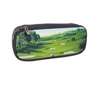 BNVSADC Golf Course Printed Leather Pencil Pen Case & Makeup Bag - Stylish Pencil Bag Stationery Organizer Pouch for School Office Travel
