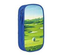 BNVSADC Golf Course Printed Pencil Case for Girls Boys, Large Capacity Pencil Pouch Cute Pencil Box Adult Makeup Bag with 2 Compartments, Blue