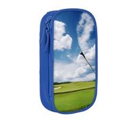 BNVSADC Golf Course Printed Pencil Case for Girls Boys, Large Capacity Pencil Pouch Cute Pencil Box Adult Makeup Bag with 2 Compartments, Blue