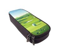 BNVSADC Golf Course Printed PU Leather Flip Pencil Case, Cute Pencil Box Pen Bag Stationery Organizer Makeup Bag for School Office Travel