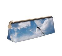 BNVSADC Golf Course Printed Triangle Pencil Case Leather Pencil Pouch Cute Stationery Pencil Pen Bag for School Office Travel
