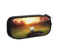 BNVSADC Golf Sport at Sunset Printed Pencil Case Large Pen Bag Cute Pencil Box Pouch Office School Stationery Organizer for Girls Boys, Black