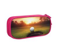 BNVSADC Golf Sport at Sunset Printed Pencil Case Large Pen Bag Cute Pencil Box Pouch Office School Stationery Organizer for Girls Boys, Pink