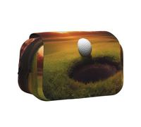 BNVSADC Golf Sport at Sunset Printed Print Flip Top Double Layer Pencil Case - Large Capacity School Supplies Organizer for Students, Kids, Teens, Artists, Travel & Office Use