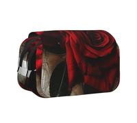 BNVSADC Gothic Rose 1 Printed Print Flip Top Double Layer Pencil Case - Large Capacity School Supplies Organizer for Students, Kids, Teens, Artists, Travel & Office Use