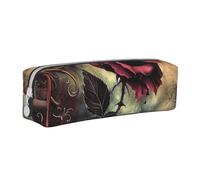 BNVSADC Gothic Rose Printed Pencil Case Leather Pencil Pouch Cute Stationery Pencil Pen Bag with Zipper for School Office Travel