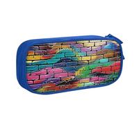 BNVSADC Graffiti Colorful Brick Printed Pencil Case Large Pen Bag Cute Pencil Box Pouch Office School Stationery Organizer for Girls Boys, Blue