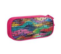 BNVSADC Graffiti Colorful Brick Printed Pencil Case Large Pen Bag Cute Pencil Box Pouch Office School Stationery Organizer for Girls Boys, Pink