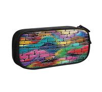 BNVSADC Graffiti Colorful Brick Printed Pencil Case Large Pen Bag Cute Pencil Box Pouch Office School Stationery Organizer for Girls Boys, Black