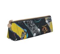BNVSADC Graffiti Skateboard Printed Triangle Pencil Case Leather Pencil Pouch Cute Stationery Pencil Pen Bag for School Office Travel