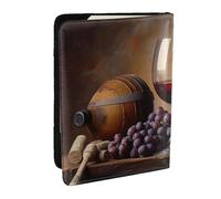 BNVSADC Grape Wine Printed Passport Holder Travel PU Leather Passport Cover Case Organiser for Men Women, 6.5 inch