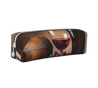 BNVSADC Grape Wine Printed Pencil Case Leather Pencil Pouch Cute Stationery Pencil Pen Bag with Zipper for School Office Travel