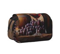 BNVSADC Grape Wine Printed Print Flip Top Double Layer Pencil Case - Large Capacity School Supplies Organizer for Students, Kids, Teens, Artists, Travel & Office Use