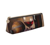 BNVSADC Grape Wine Printed Triangle Pencil Case Leather Pencil Pouch Cute Stationery Pencil Pen Bag for School Office Travel