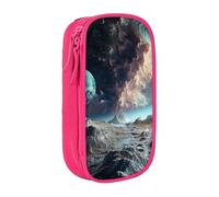 BNVSADC Graphics Universe Space Printed Pencil Case for Girls Boys, Large Capacity Pencil Pouch Cute Pencil Box Adult Makeup Bag with 2 Compartments, Pink
