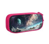 BNVSADC Graphics Universe Space Printed Pencil Case Large Pen Bag Cute Pencil Box Pouch Office School Stationery Organizer for Girls Boys, Pink