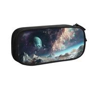 BNVSADC Graphics Universe Space Printed Pencil Case Large Pen Bag Cute Pencil Box Pouch Office School Stationery Organizer for Girls Boys, Black