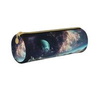 BNVSADC Graphics Universe Space Printed Round Pencil Case Leather Pencil Pouch Cute Stationery Pencil Pen Bag for School Office Travel