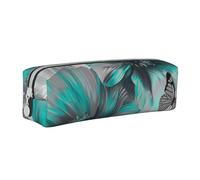 BNVSADC Gray Teal Flower Butterfly Printed Pencil Case Leather Pencil Pouch Cute Stationery Pencil Pen Bag with Zipper for School Office Travel