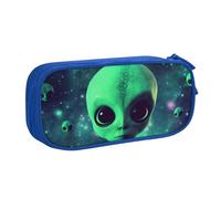 BNVSADC Green Alien Printed Pencil Case Large Pen Bag Cute Pencil Box Pouch Office School Stationery Organizer for Girls Boys, Blue