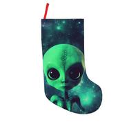 BNVSADC Green alien Printed Xmas Tree Decor Christmas Stockings 18 inch Festive Supplies Holiday Party Decoration