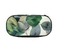 BNVSADC Green Eucalyptus Leaves Printed Pencil Case Cute Pencil Bag Pen Pouch Large Stationery Organizer Makeup Bag for Teen Boys Girls School Students Office
