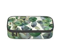 BNVSADC Green Eucalyptus Leaves Printed Pencil Case Cute Pencil Box Bag Pen Pouch Office School Stationery Organizer for School Travel Work