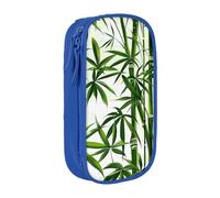 BNVSADC Green Leaves Print Tropical Nature Plant Printed Pencil Case for Girls Boys, Large Capacity Pencil Pouch Cute Pencil Box Adult Makeup Bag with 2 Compartments, Blue