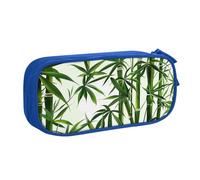 BNVSADC Green Leaves Print Tropical Nature Plant Printed Pencil Case Large Pen Bag Cute Pencil Box Pouch Office School Stationery Organizer for Girls Boys, Blue