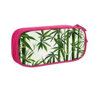 BNVSADC Green Leaves Print Tropical Nature Plant Printed Pencil Case Large Pen Bag Cute Pencil Box Pouch Office School Stationery Organizer for Girls Boys, Pink