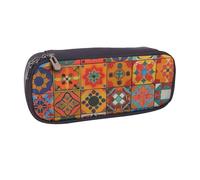 BNVSADC Group of Moroccan Geometric Printed Leather Pencil Pen Case & Makeup Bag - Stylish Pencil Bag Stationery Organizer Pouch for School Office Travel