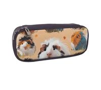 BNVSADC Guinea Pig Illustration Printed Leather Pencil Pen Case & Makeup Bag - Stylish Pencil Bag Stationery Organizer Pouch for School Office Travel