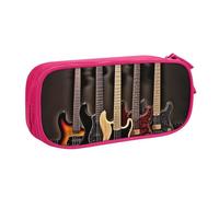 BNVSADC Guitar Bass Music Musical Instruments Printed Pencil Case Large Pen Bag Cute Pencil Box Pouch Office School Stationery Organizer for Girls Boys, Pink