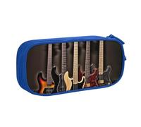 BNVSADC Guitar Bass Music Musical Instruments Printed Pencil Case Large Pen Bag Cute Pencil Box Pouch Office School Stationery Organizer for Girls Boys, Blue