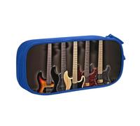 BNVSADC Guitar Bass Music Musical Instruments Printed Pencil Case Large Pen Bag Cute Pencil Box Pouch Office School Stationery Organizer for Girls Boys, Blue