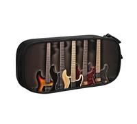 BNVSADC Guitar Bass Music Musical Instruments Printed Pencil Case Large Pen Bag Cute Pencil Box Pouch Office School Stationery Organizer for Girls Boys, Black
