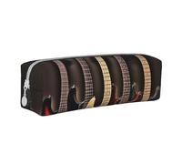 BNVSADC Guitar Bass Music Musical Instruments Printed Pencil Case Leather Pencil Pouch Cute Stationery Pencil Pen Bag with Zipper for School Office Travel