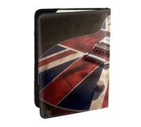 BNVSADC Guitar British Flag Printed Passport Holder Travel PU Leather Passport Cover Case Organiser for Men Women, 6.5 inch
