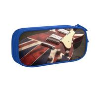 BNVSADC Guitar British Flag Printed Pencil Case Large Pen Bag Cute Pencil Box Pouch Office School Stationery Organizer for Girls Boys, Blue