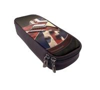 BNVSADC Guitar British Flag Printed PU Leather Flip Pencil Case, Cute Pencil Box Pen Bag Stationery Organizer Makeup Bag for School Office Travel