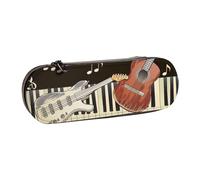 BNVSADC Guitar Piano Pattern Printed Leather Pencil Pen Case & Makeup Bag - Stylish Hard Shell Pencil Bag Stationery Organizer Pouch for School Office Travel