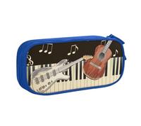 BNVSADC Guitar Piano Pattern Printed Pencil Case Large Pen Bag Cute Pencil Box Pouch Office School Stationery Organizer for Girls Boys, Blue