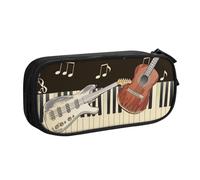 BNVSADC Guitar Piano Pattern Printed Pencil Case Large Pen Bag Cute Pencil Box Pouch Office School Stationery Organizer for Girls Boys, Black