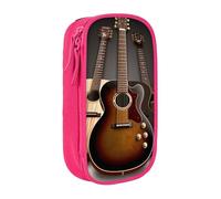 BNVSADC Guitar Printed Pencil Case for Girls Boys, Large Capacity Pencil Pouch Cute Pencil Box Adult Makeup Bag with 2 Compartments, Pink