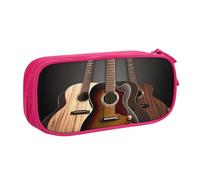 BNVSADC Guitar Printed Pencil Case Large Pen Bag Cute Pencil Box Pouch Office School Stationery Organizer for Girls Boys, Pink