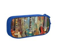 BNVSADC Guitars Art Printed Pencil Case Large Pen Bag Cute Pencil Box Pouch Office School Stationery Organizer for Girls Boys, Blue