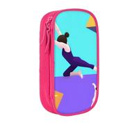 BNVSADC Gymnastics Game Printed Pencil Case for Girls Boys, Large Capacity Pencil Pouch Cute Pencil Box Adult Makeup Bag with 2 Compartments, Pink