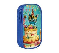 BNVSADC Happy Birthday Printed Pencil Case for Girls Boys, Large Capacity Pencil Pouch Cute Pencil Box Adult Makeup Bag with 2 Compartments, Blue